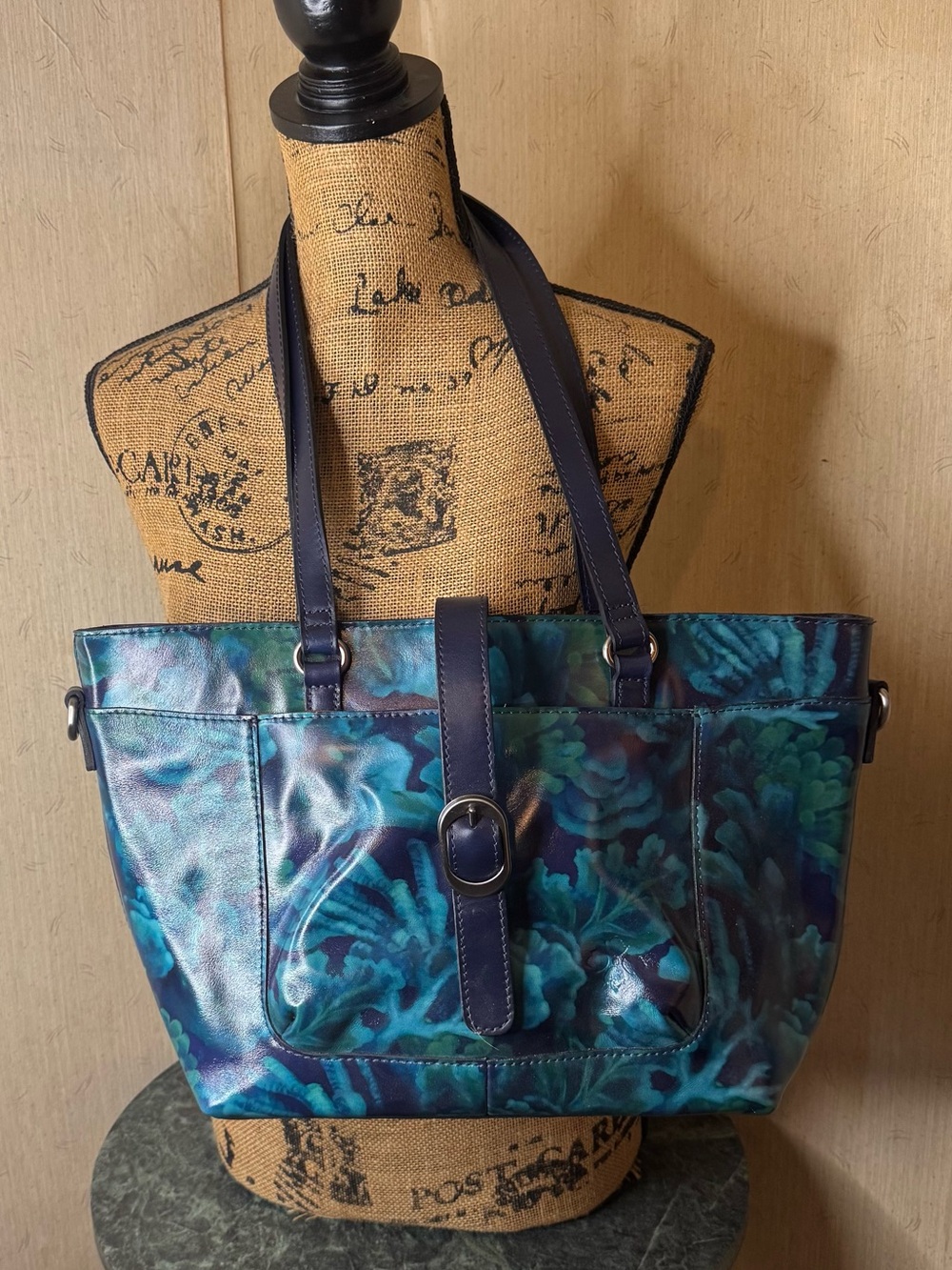 Patricia Nash Deep Blue Sea Leather Tote
